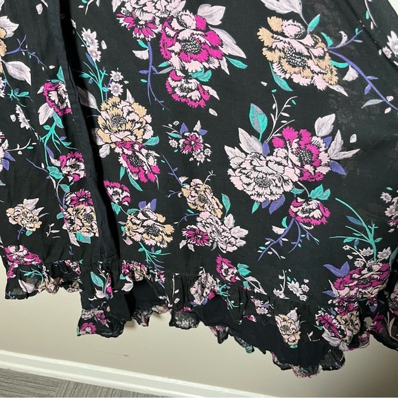 Patrons of Peace Women Maxi Dress Small Black Dark Moody Floral Wrap Tie Waist - Picture 10 of 12